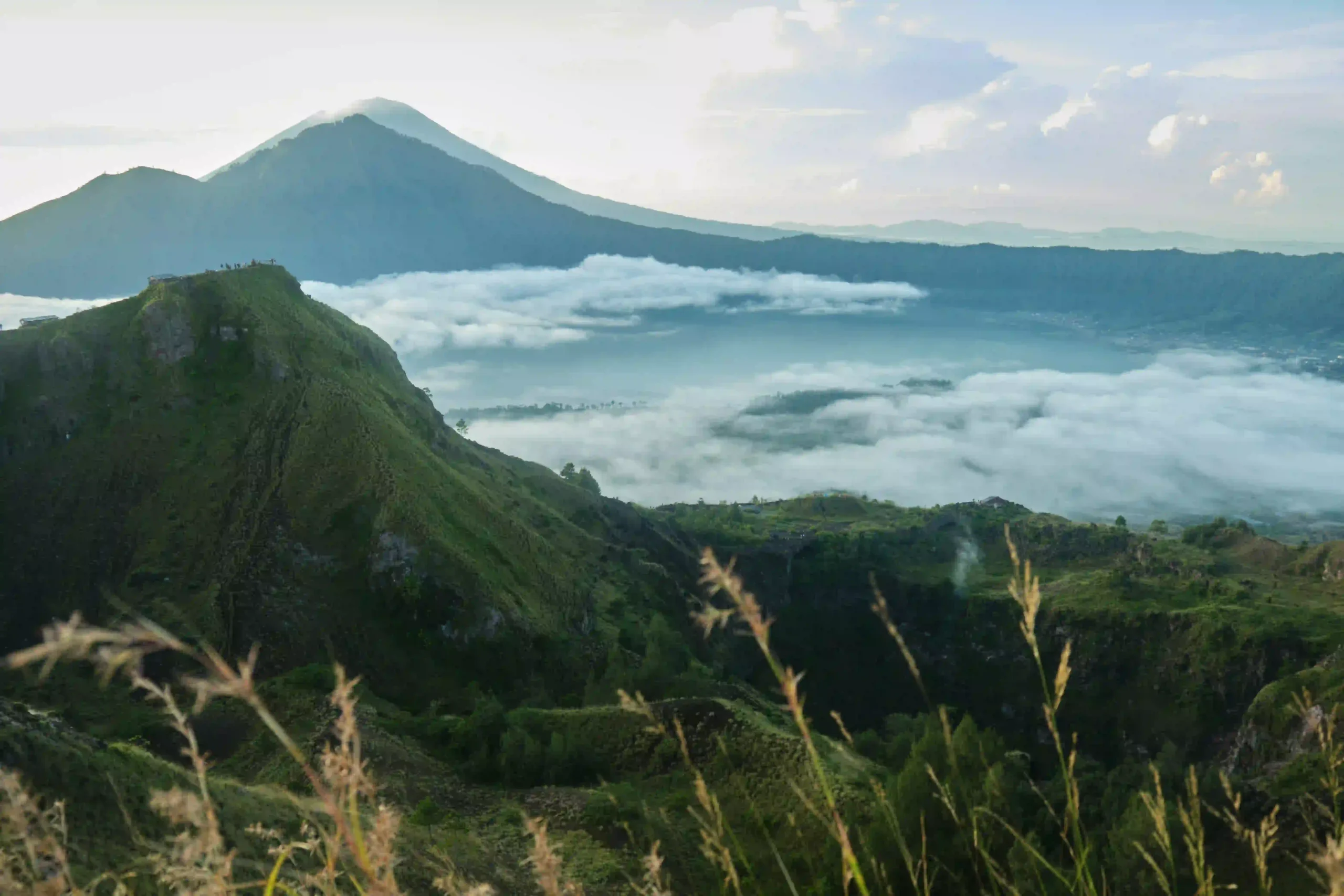 Mount Batur and Lake Batur panoramic caldera view from Kintamani Bali